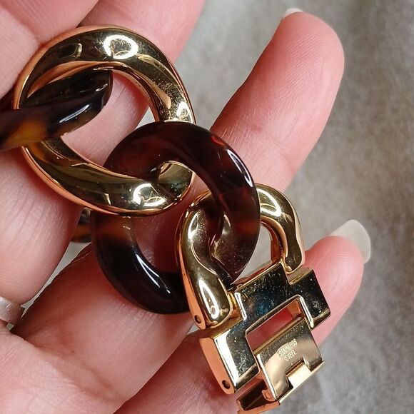 Micheal Kors Stainless‎ Steel Caseback #4296 TORTOISE CHAIN LINK WATCH USED main image 5